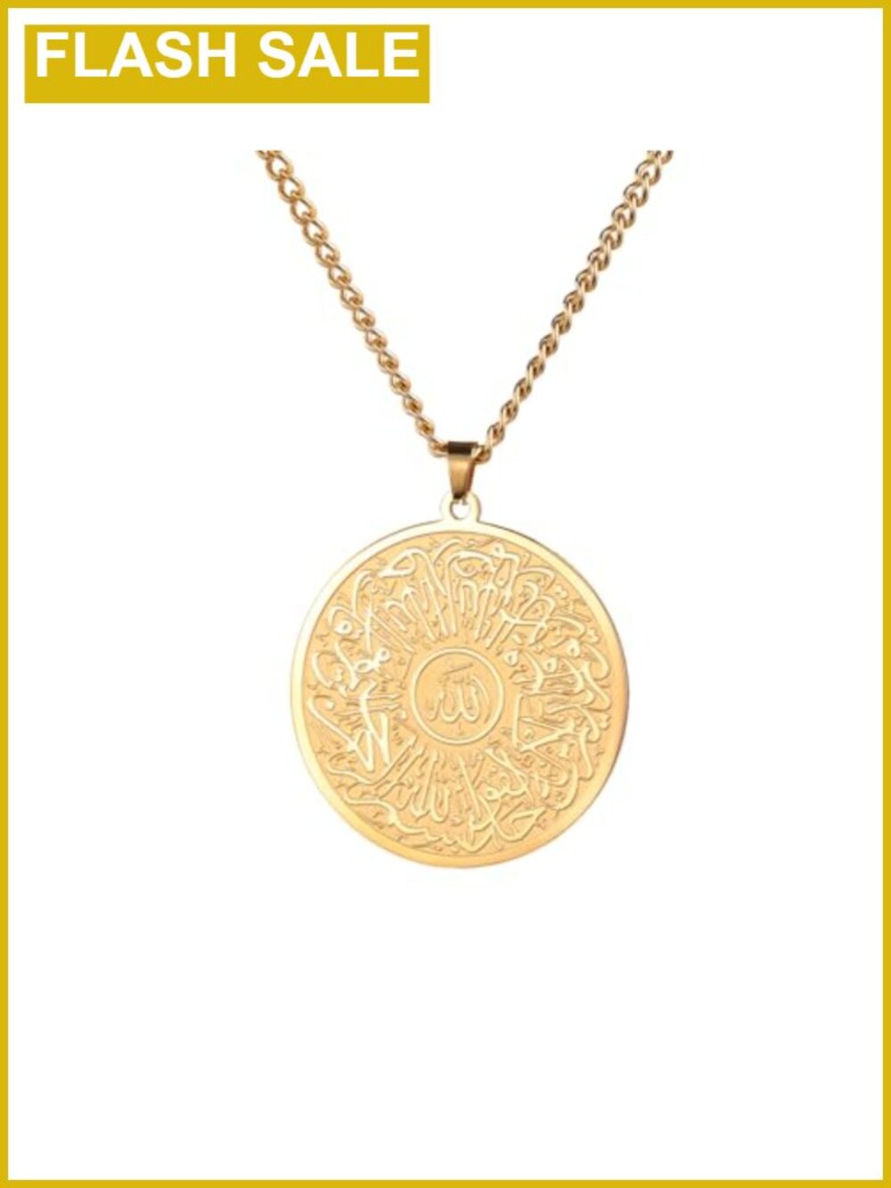 Ayatul Kursi Necklace Stainless Steel Islamic Arabic Calligraphy Pendant